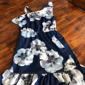 Girls navy & white summer dress